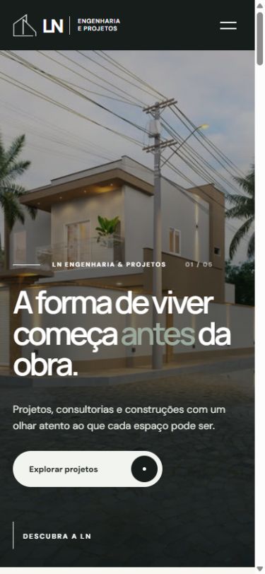 Captura real do website LN Engenharia & Projetos em celular