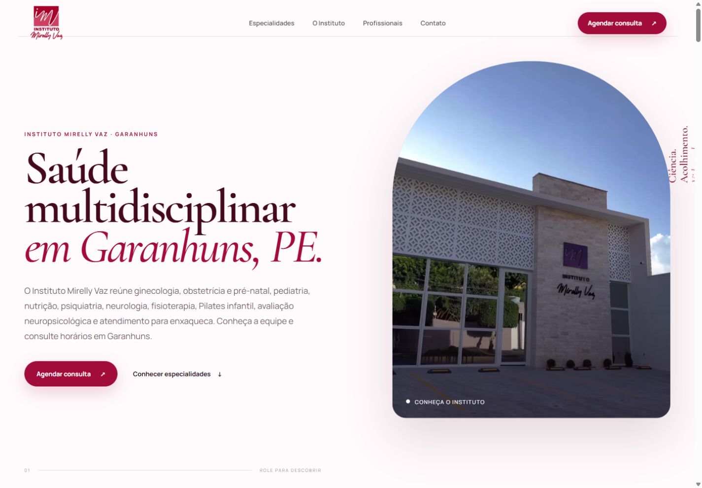 Captura real do website Instituto Mirelly Vaz em desktop